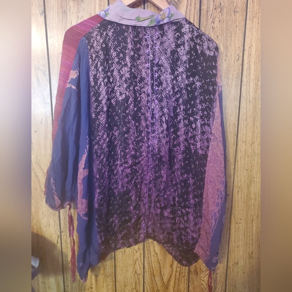 TIENDA HO / ANTHROPOLOGIE Colorblock Lagenlook Boho Blouse  - One Size - Picture 4 of 5